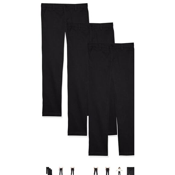 Amazon Essentials Girls and Toddlers' Uniform Flat-Front Chino Pants, Pack of 3 - Picture 1 of 3